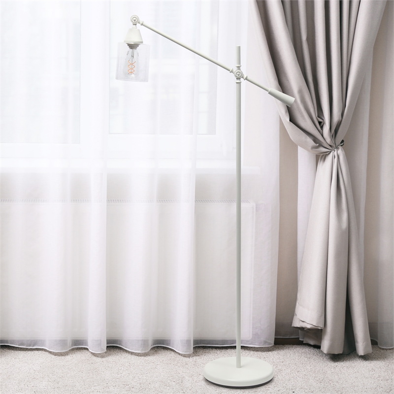 Elegant Designs Pivot Arm Floor Lamp with Glass Shade