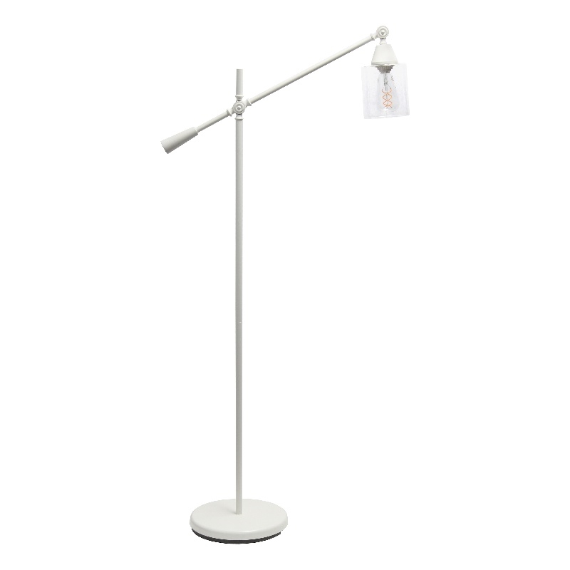Elegant Designs Pivot Arm Floor Lamp with Glass Shade