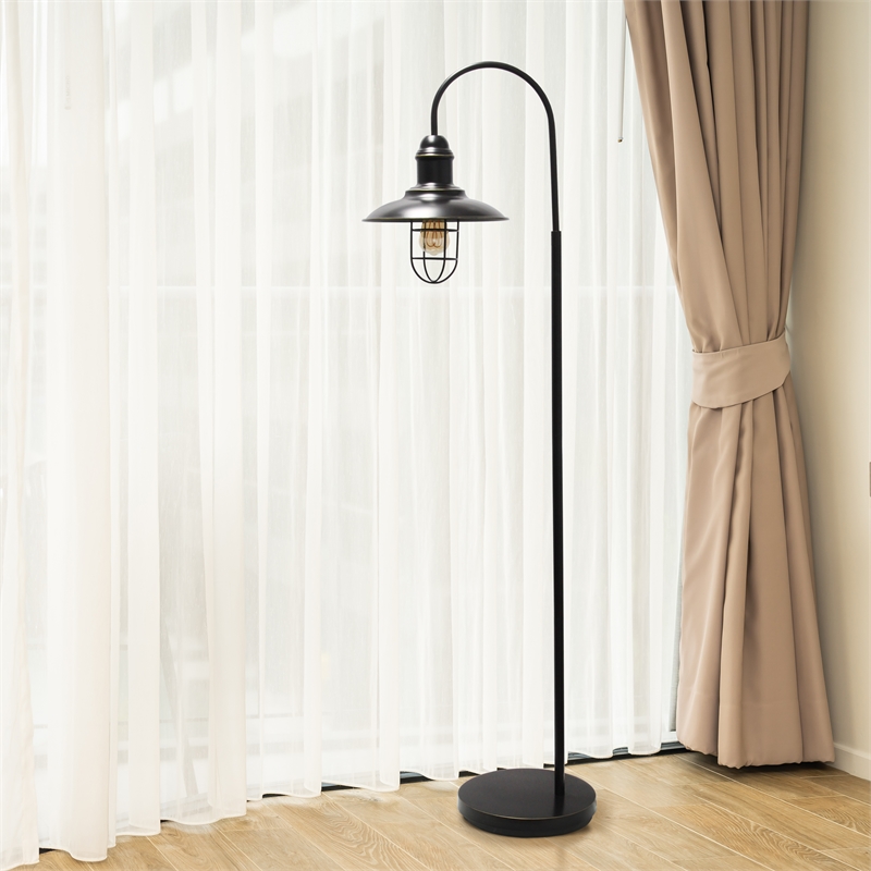 Elegant Designs Rustic Open Cage Floor Lamp Restoration Bronze