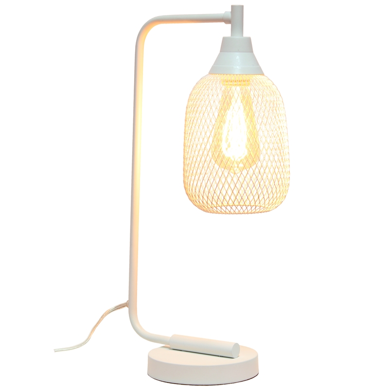 Elegant Designs Mesh Wire Desk Lamp Matte White