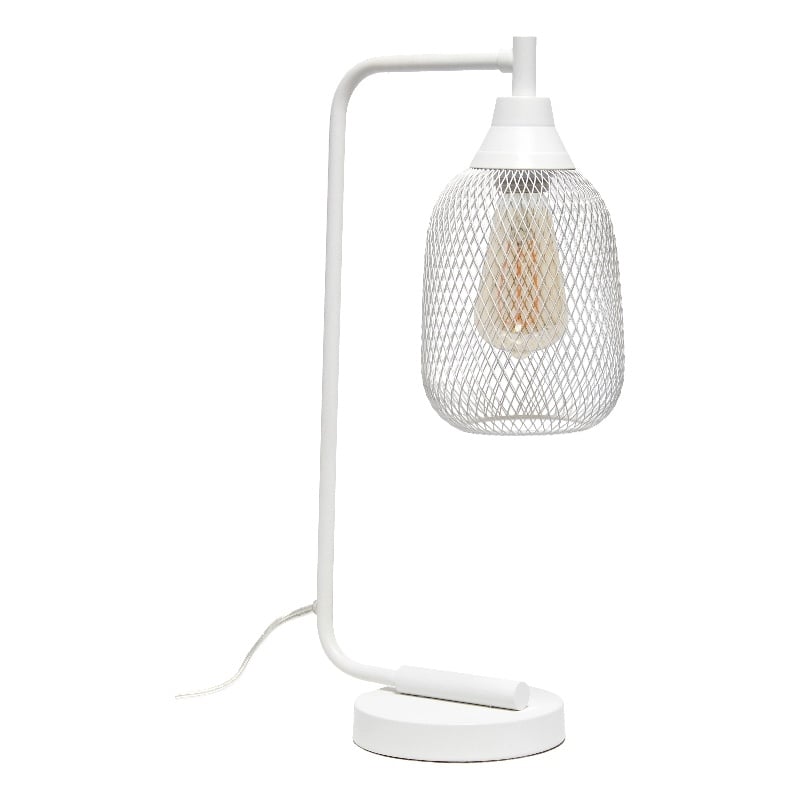 Elegant Designs Mesh Wire Desk Lamp Matte White