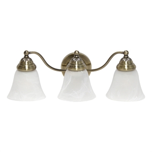 Lalia Home Essentix 3Lt Metal and White Glass Vanity Fixture Antique Brass