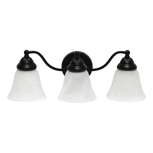 Lalia Home Essentix 3Lt Metal and White Glass Vanity Fixture Black