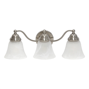 Lalia Home Essentix 3Lt Metal and White Glass Vanity Fixture Brushed Nickel