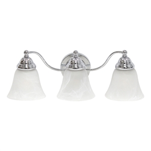 Lalia Home Essentix 3Lt Metal and White Glass Vanity Fixture Chrome