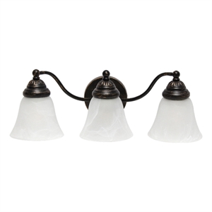 Lalia Home Essentix 3Lt Metal and White Glass Vanity Fixture Oil Rubbed Bronze