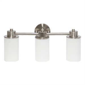 Lalia Home Essentix 3Lt Metal and White Glass Vanity Fixture Brushed Nickel