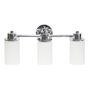 Lalia Home Essentix 3Lt Metal and White Glass Vanity Fixture Chrome