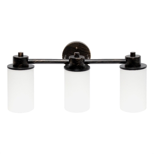 Lalia Home Essentix 3Lt Metal and White Glass Vanity Fixture Oil Rubbed Bronze