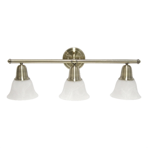Lalia Home Essentix 3Lt Metal and White Glass Vanity Fixture Antique Brass