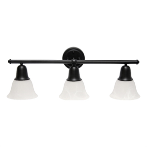 Lalia Home Essentix 3Lt Metal and White Glass Vanity Fixture Black