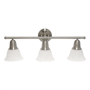 Lalia Home Essentix 3Lt Metal and White Glass Vanity Fixture Brushed Nickel