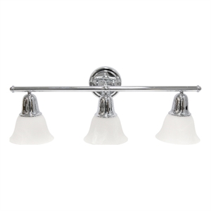 Lalia Home Essentix 3Lt Metal and White Glass Vanity Fixture Chrome
