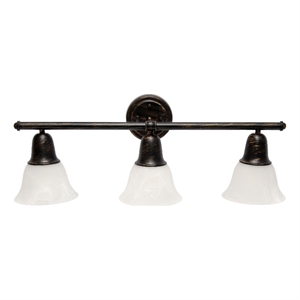 Lalia Home Essentix 3Lt Metal and White Glass Vanity Fixture Oil Rubbed Bronze
