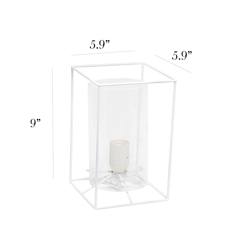 Elegant Designs Small Exposed Glass and Metal  Table Lamp White/Clear