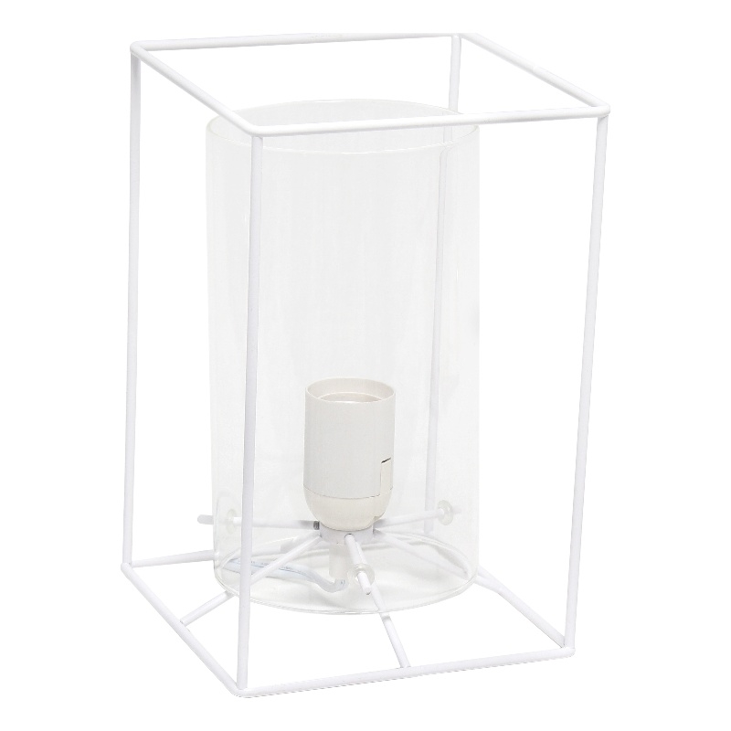 Elegant Designs Small Exposed Glass and Metal  Table Lamp White/Clear