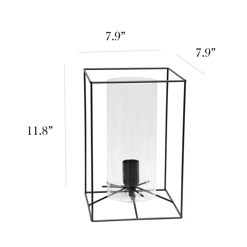Elegant Designs Large Exposed Glass and Metal  Table Lamp Black/Clear