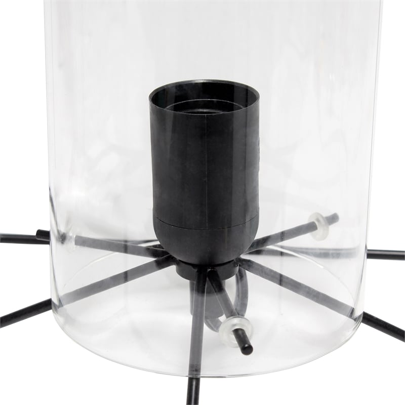 Elegant Designs Large Exposed Glass and Metal  Table Lamp Black/Clear