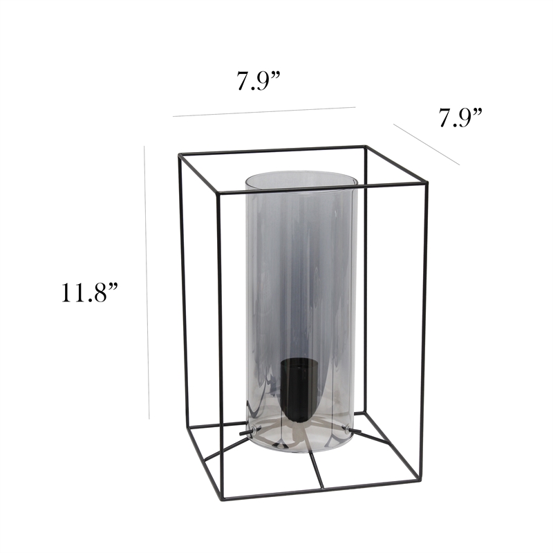 Elegant Designs Large Exposed Glass and Metal  Table Lamp Black/Smoke