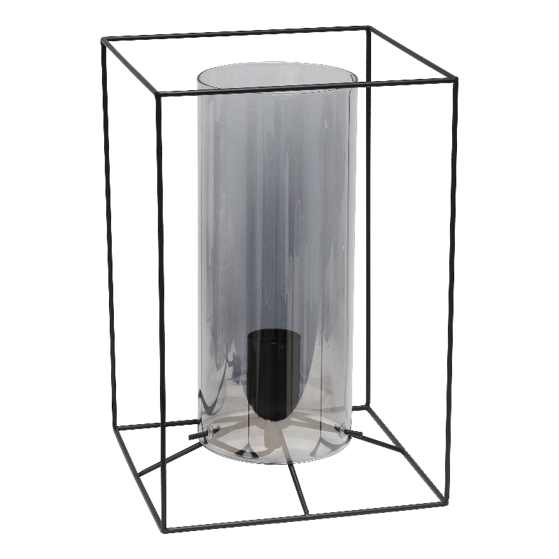 Elegant Designs Large Exposed Glass and Metal  Table Lamp Black/Smoke