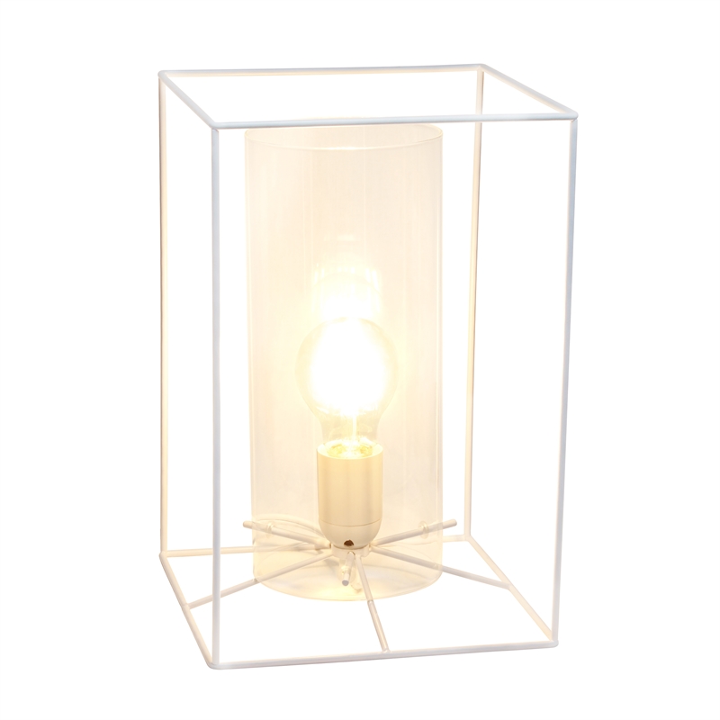 Elegant Designs Large Exposed Glass and Metal  Table Lamp White/Clear