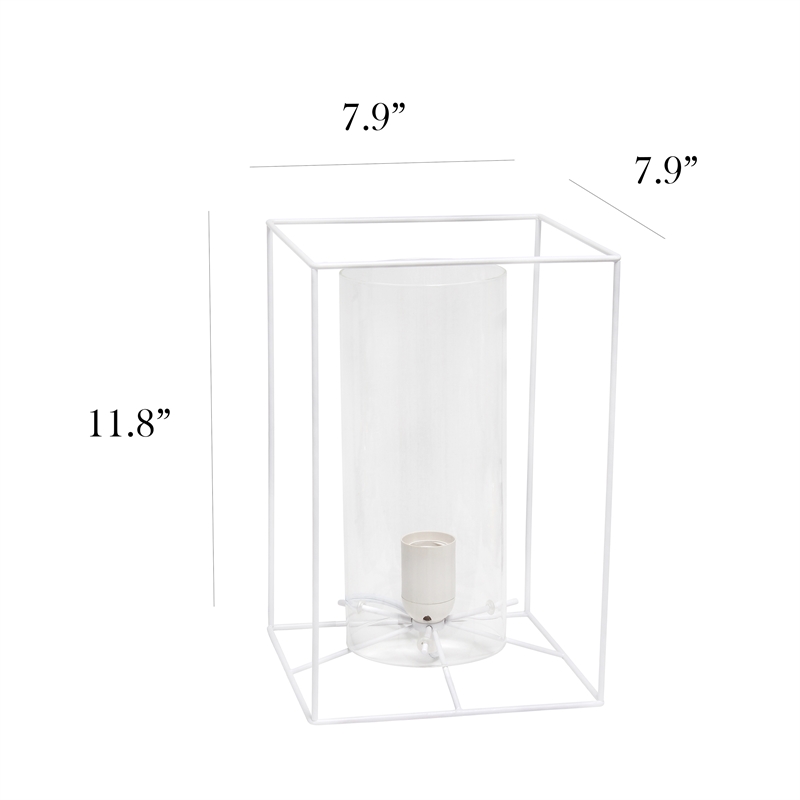 Elegant Designs Large Exposed Glass and Metal  Table Lamp White/Clear