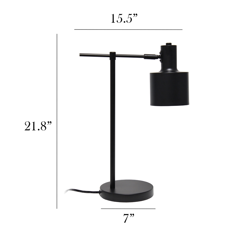 Simple Designs Metal Table Lamp Black