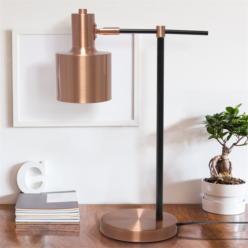 Simple Designs Metal Table Lamp Rose Gold
