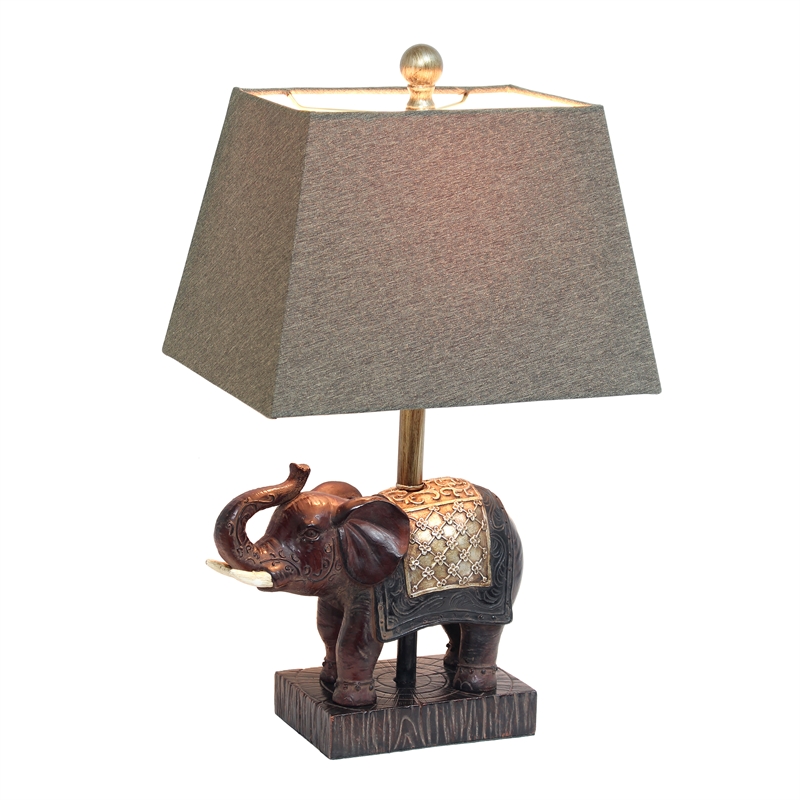 Elegant Designs Festive Elephant Table Lamp Brown