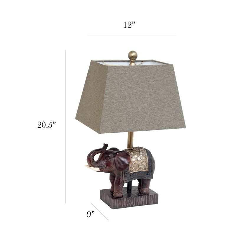 Elegant Designs Festive Elephant Table Lamp Brown