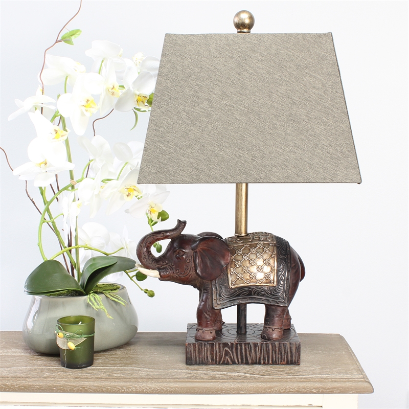 Elegant Designs Festive Elephant Table Lamp Brown