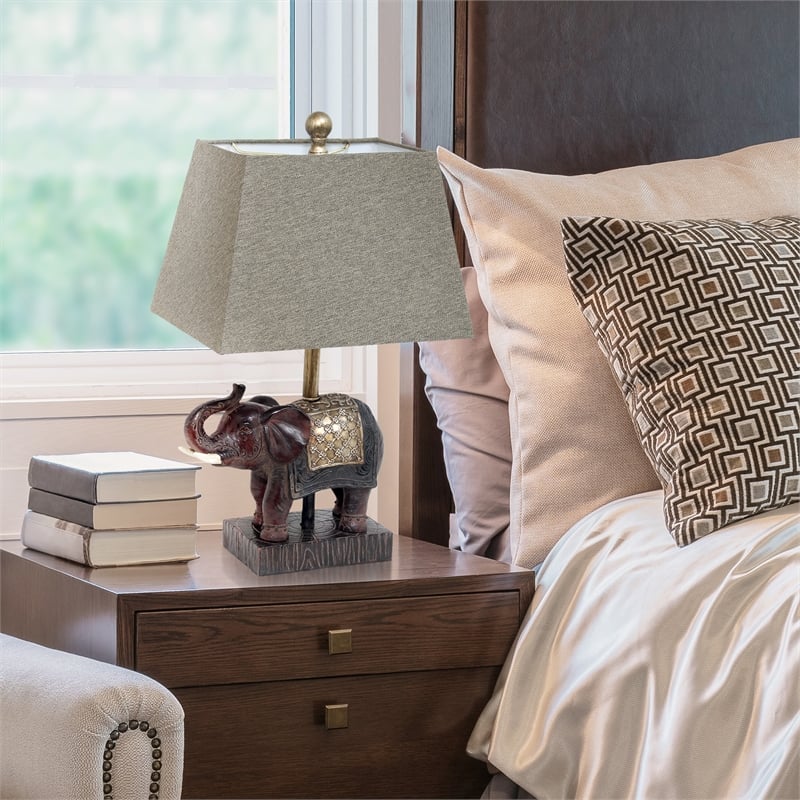 Elegant Designs Festive Elephant Table Lamp Brown