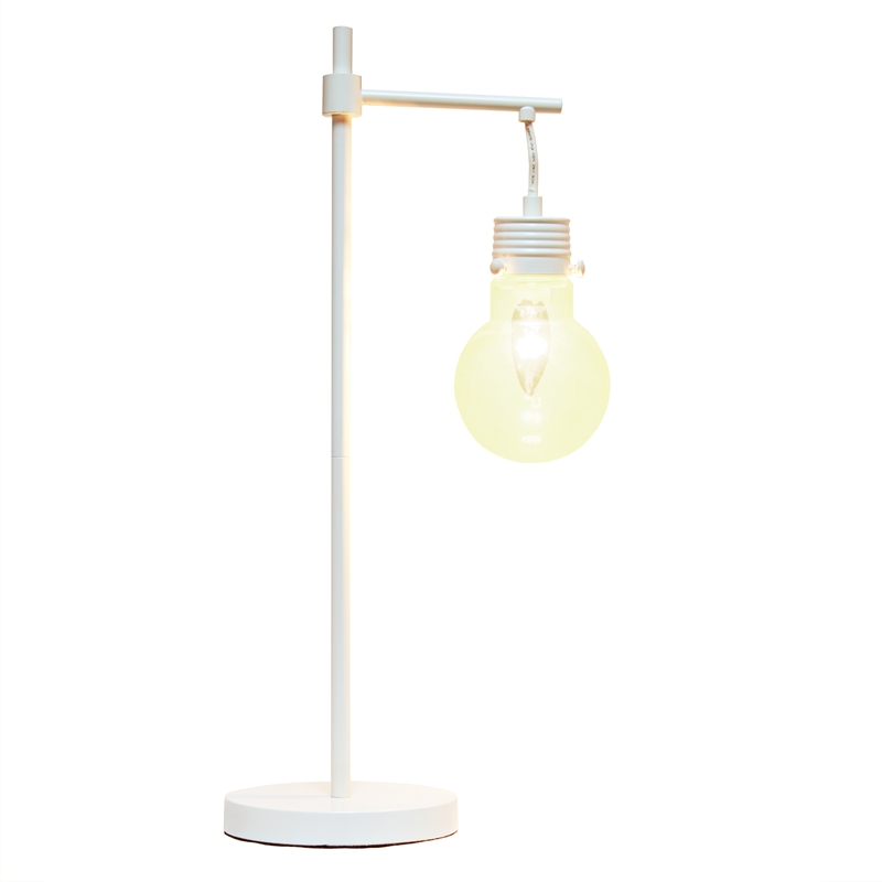 Elegant Designs Hanging Lightbulb Metal Table Lamp White