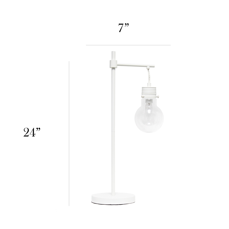 Elegant Designs Hanging Lightbulb Metal Table Lamp White