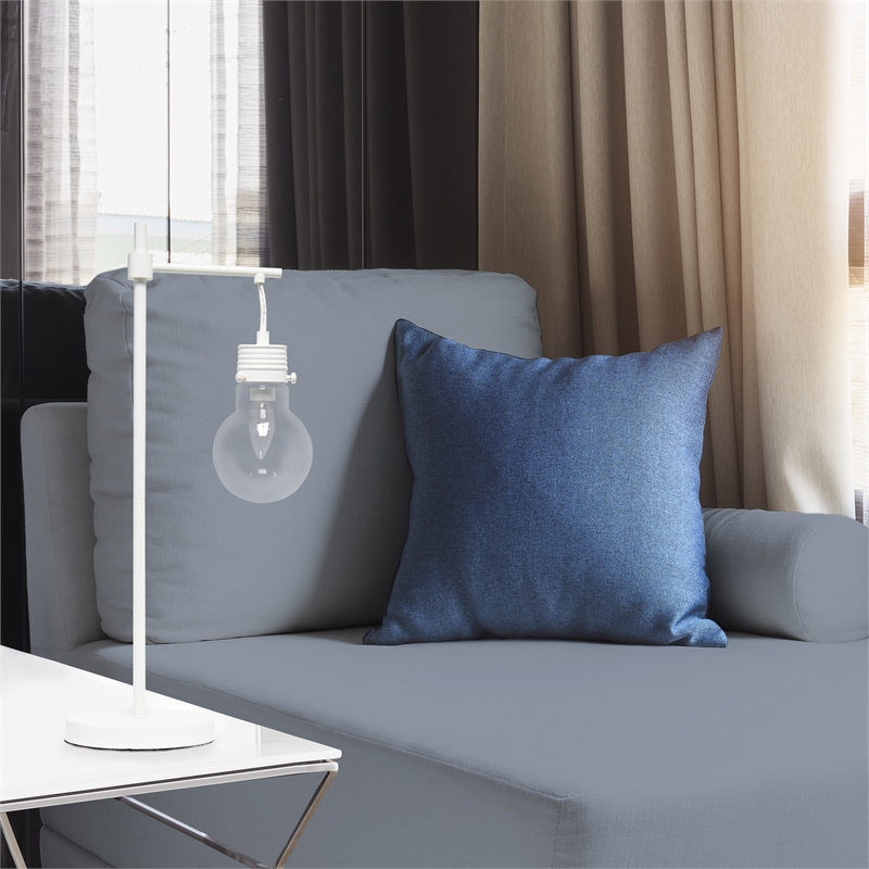 Elegant Designs Hanging Lightbulb Metal Table Lamp White
