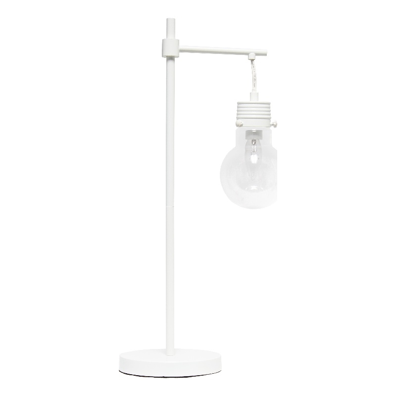 Elegant Designs Hanging Lightbulb Metal Table Lamp White
