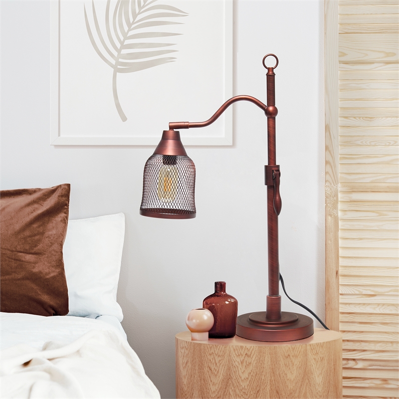 Elegant Designs Adjustable Table Lamp with Metal Netted Shade