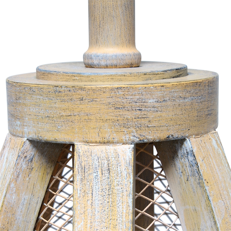 Elegant Designs Vintage Farmhouse Wood and Netted 2Lt Table Lamp Natural Wood