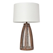 Elegant Designs Vintage Farmhouse Wood and Netted 2 Light Table Lamp Old Wood