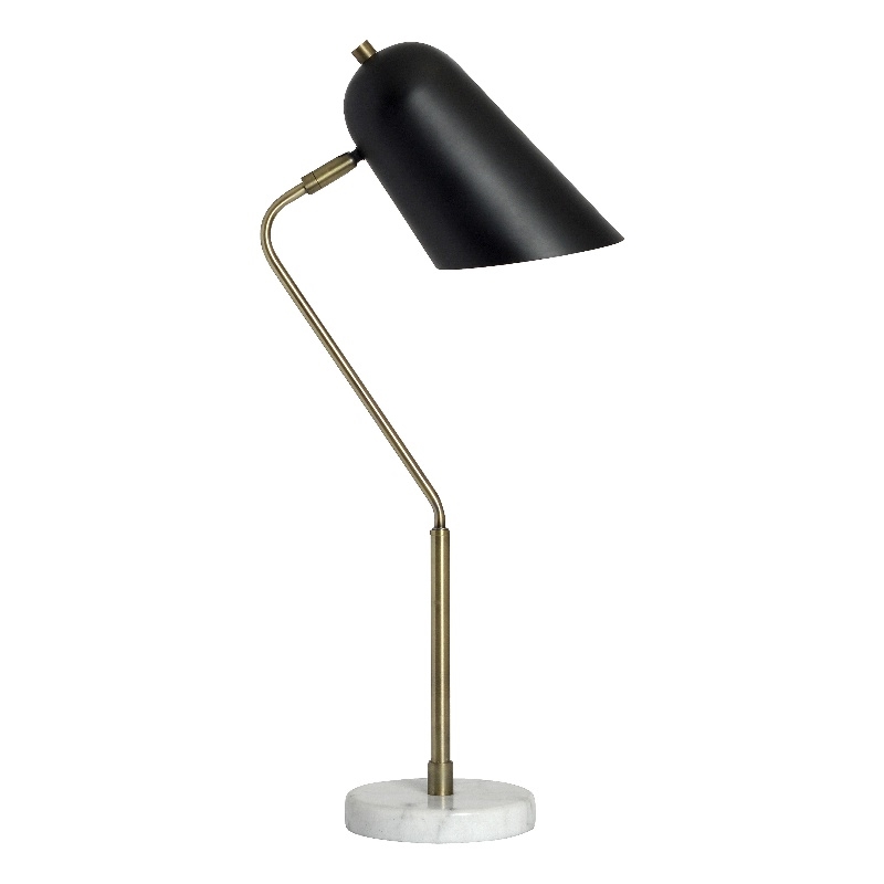 Elegant Designs Antique Brass and Marble Base Arched Desk Lamp