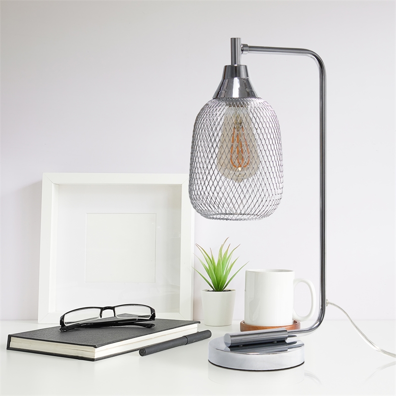 Elegant Designs Mesh Wire Desk Lamp Chrome