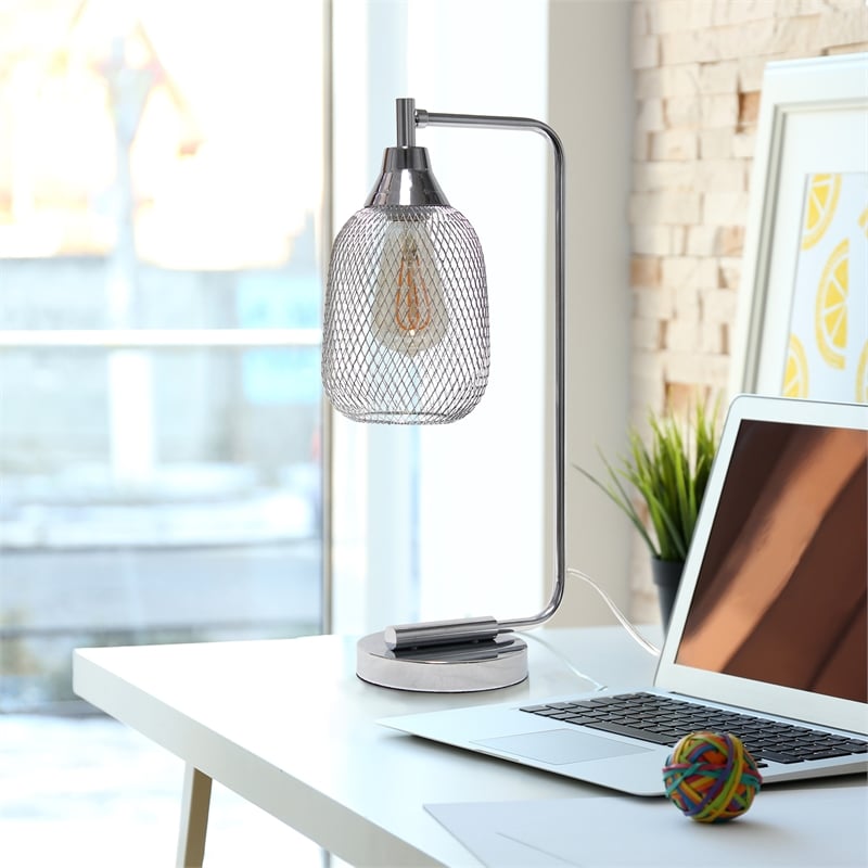 Elegant Designs Mesh Wire Desk Lamp Chrome