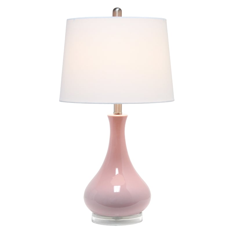 Elegant Designs Ceramic Tear Drop Shaped Table Lamp Rose Pink