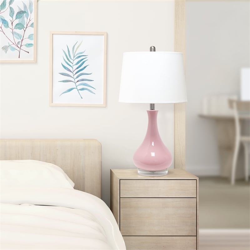 Elegant Designs Ceramic Tear Drop Shaped Table Lamp Rose Pink