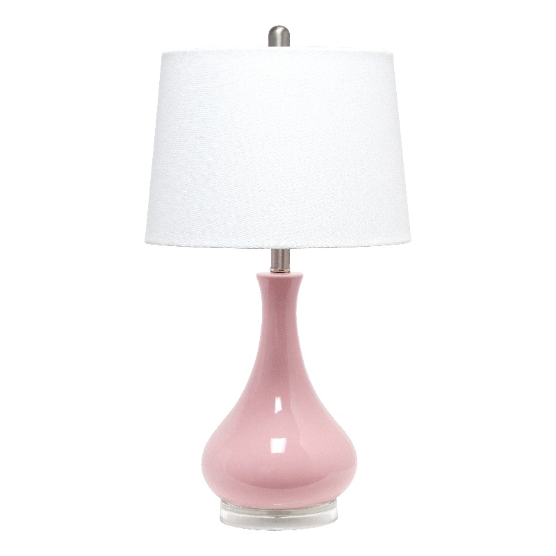 Elegant Designs Ceramic Tear Drop Shaped Table Lamp Rose Pink