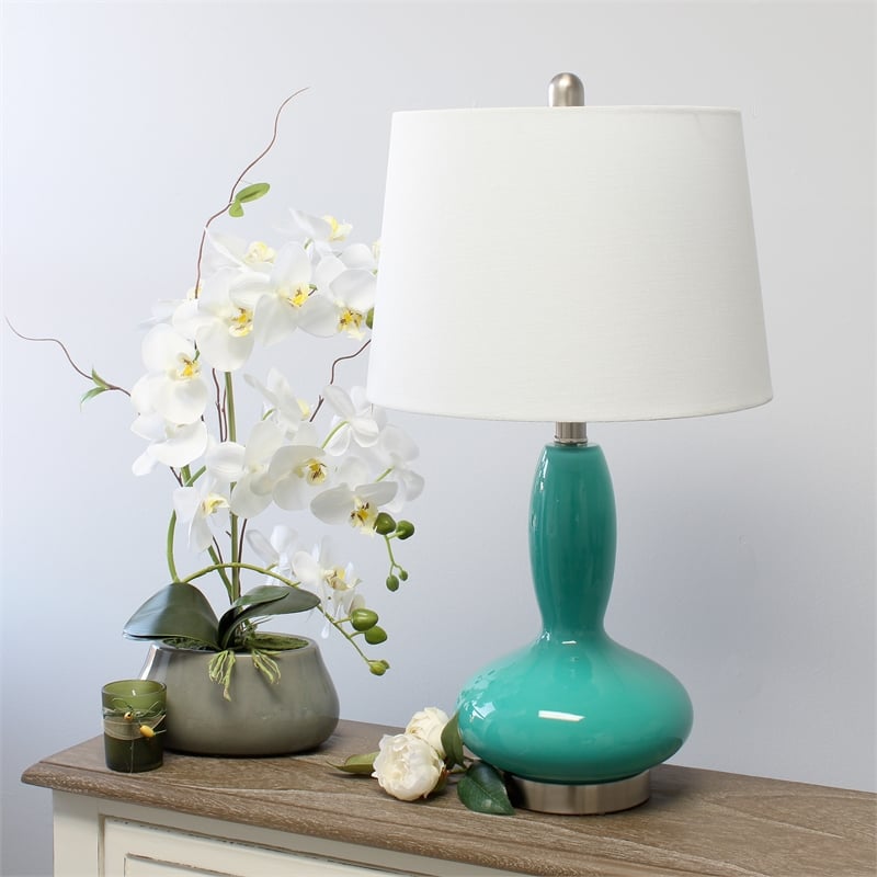 Elegant Designs Contemporary Curved Glass Table Lamp Teal
