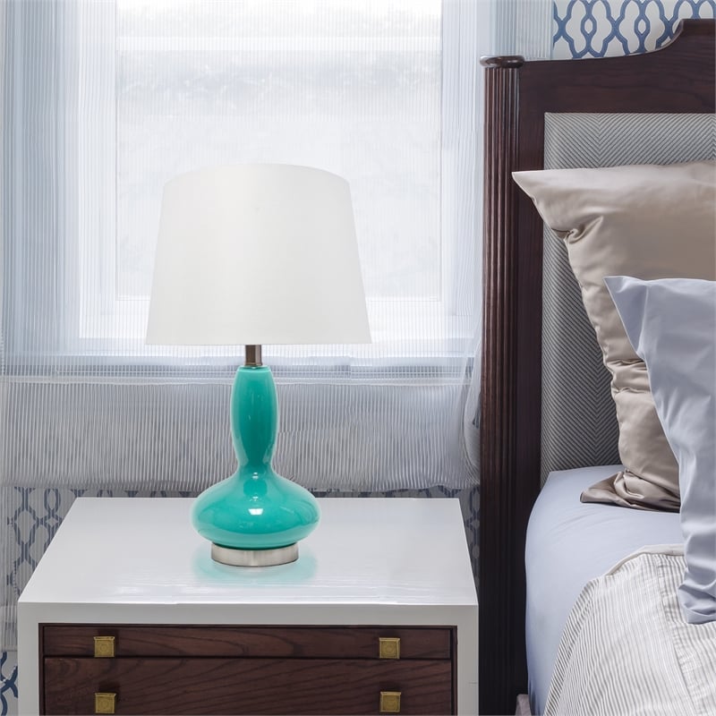 Elegant Designs Contemporary Curved Glass Table Lamp Teal