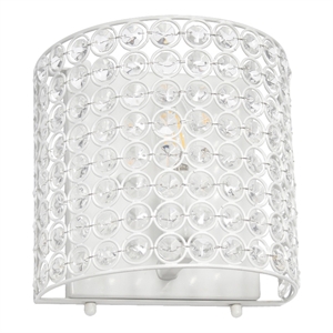 Elipse 1Lt 8&quot Crystal and Metal Wall Sconce Lighting Fixture White