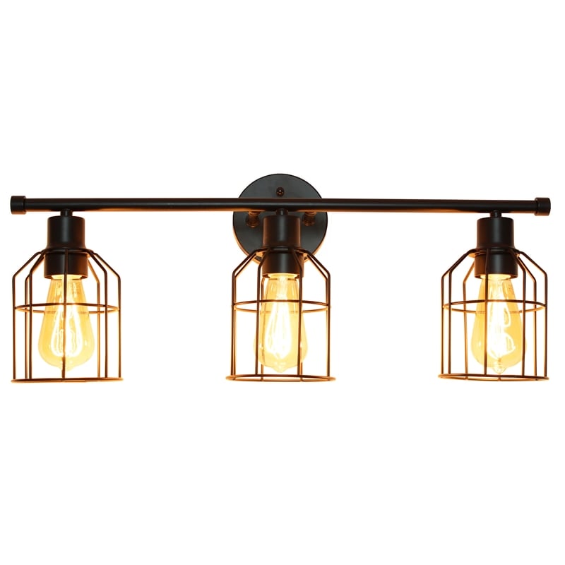 Elegant Designs 3 Light Cage Vanity Light Matte Black