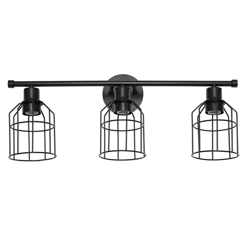 Elegant Designs 3 Light Cage Vanity Light Matte Black